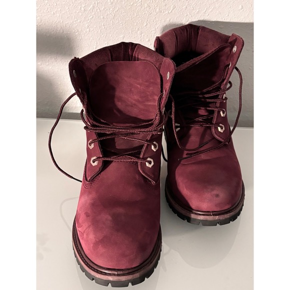 Timberland Shoes - Timberland 6 Inch Premium Burgundy Nubuck Velvet Collar Boots A1KC1 Womens 10